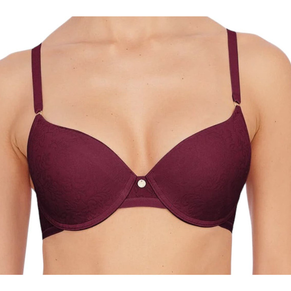 Natori Bra 136059 Sheer Jacquard full fit contour underwire red size 32DDD 32F - Picture 1 of 9